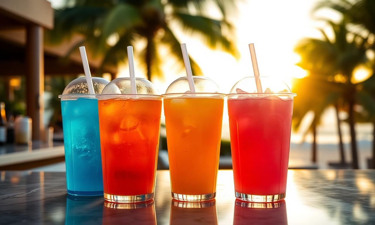 Colorful Sunset Sips dirty sodas at golden hour